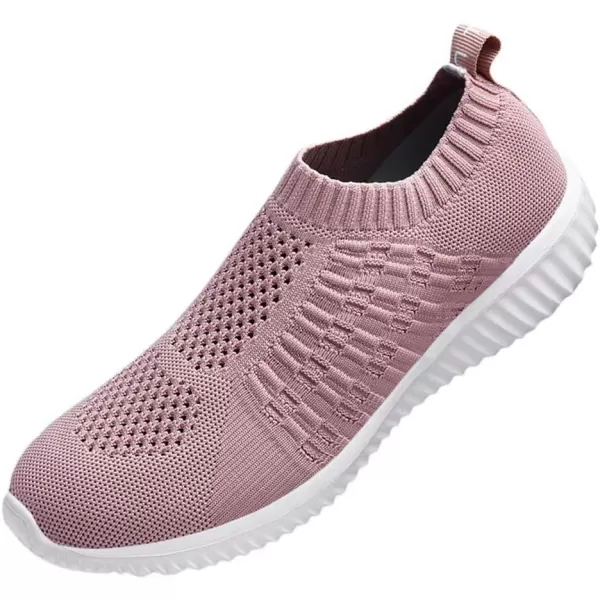 konhill Womens Slip On Walking Shoes Breathable Mesh Sneakers Work Casual Tennis Shoes0701 Mauve