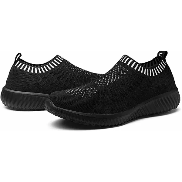 konhill Womens Slip On Walking Shoes Breathable Mesh Sneakers Work Casual Tennis Shoes6701 BlackBlack