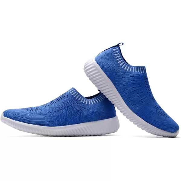 konhill Womens Slip On Walking Shoes Breathable Mesh Sneakers Work Casual Tennis Shoes6701 Blue