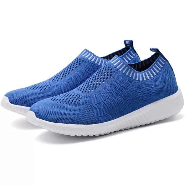 konhill Womens Slip On Walking Shoes Breathable Mesh Sneakers Work Casual Tennis Shoes6701 Blue