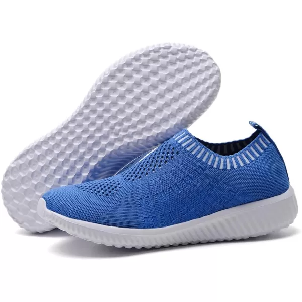 konhill Womens Slip On Walking Shoes Breathable Mesh Sneakers Work Casual Tennis Shoes6701 Blue