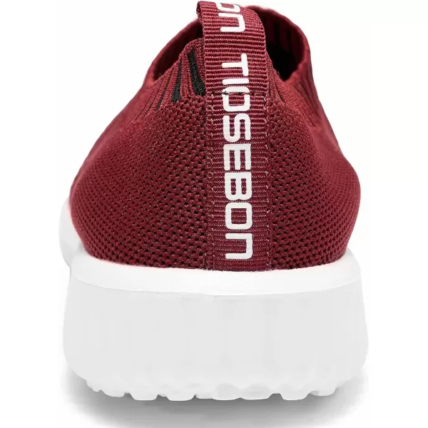 konhill Womens Slip On Walking Shoes Breathable Mesh Sneakers Work Casual Tennis Shoes6701 Burgundy