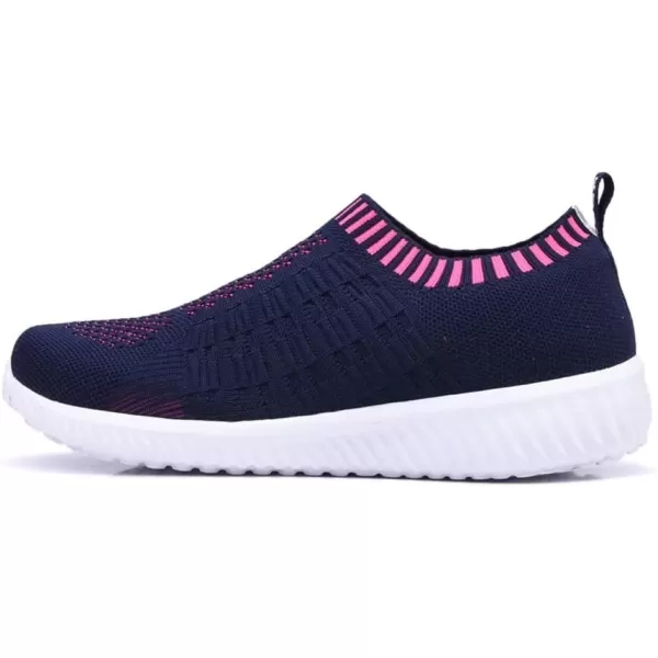 konhill Womens Slip On Walking Shoes Breathable Mesh Sneakers Work Casual Tennis Shoes6701 Dark Blue