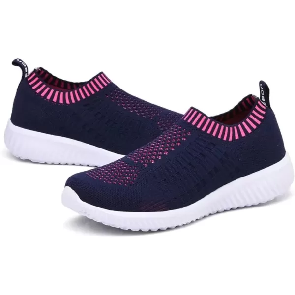 konhill Womens Slip On Walking Shoes Breathable Mesh Sneakers Work Casual Tennis Shoes6701 Dark Blue