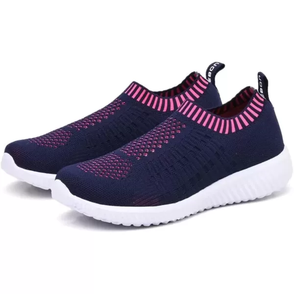 konhill Womens Slip On Walking Shoes Breathable Mesh Sneakers Work Casual Tennis Shoes6701 Dark Blue