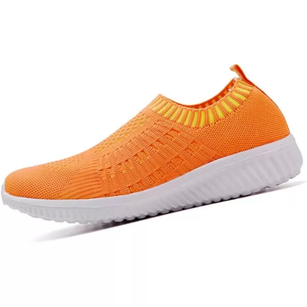 konhill Womens Slip On Walking Shoes Breathable Mesh Sneakers Work Casual Tennis Shoes6701 Orange