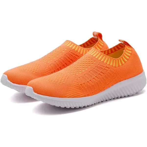 konhill Womens Slip On Walking Shoes Breathable Mesh Sneakers Work Casual Tennis Shoes6701 Orange