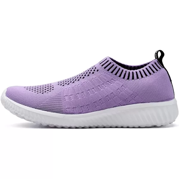 konhill Womens Slip On Walking Shoes Breathable Mesh Sneakers Work Casual Tennis Shoes6701 Purple