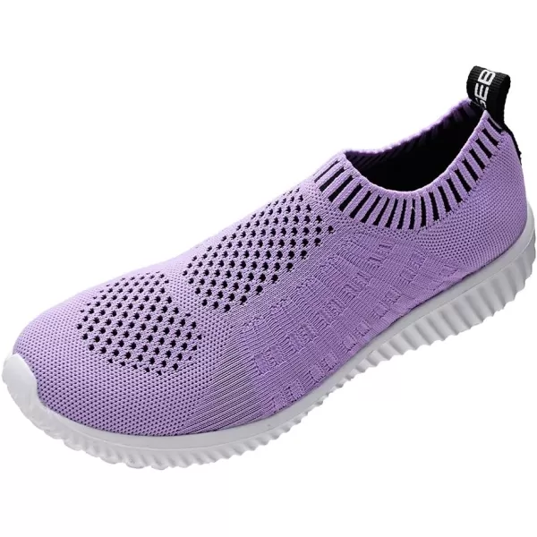 konhill Womens Slip On Walking Shoes Breathable Mesh Sneakers Work Casual Tennis Shoes6701 Purple