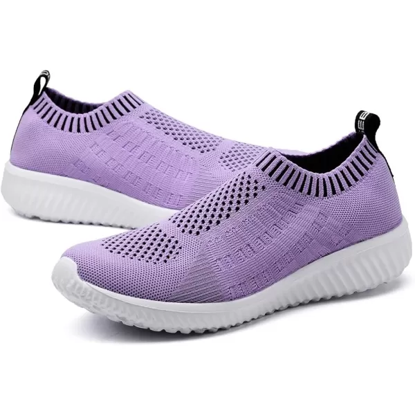 konhill Womens Slip On Walking Shoes Breathable Mesh Sneakers Work Casual Tennis Shoes6701 Purple