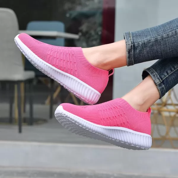 konhill Womens Slip On Walking Shoes Breathable Mesh Sneakers Work Casual Tennis Shoes6701 Rosy