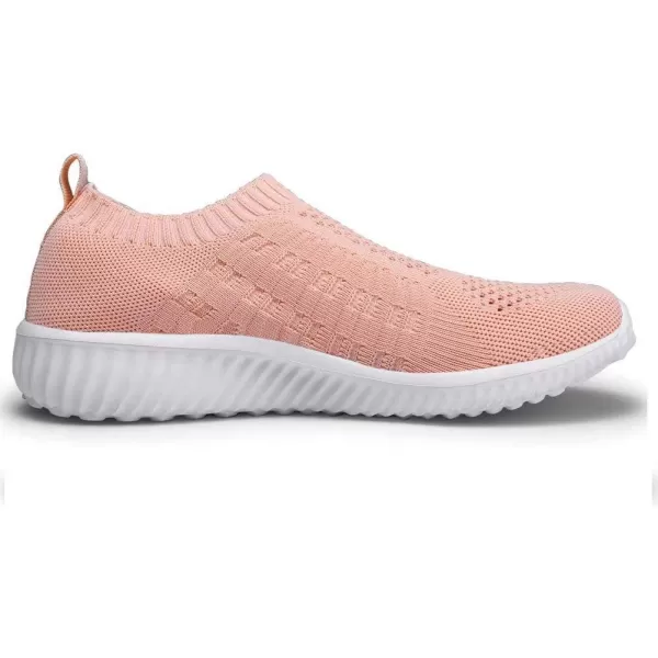 konhill Womens Slip On Walking Shoes Breathable Mesh Sneakers Work Casual Tennis Shoes6701 Shell Pink