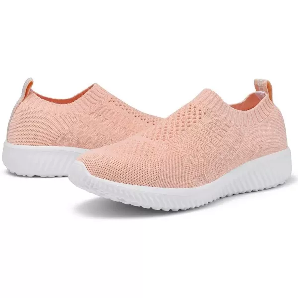 konhill Womens Slip On Walking Shoes Breathable Mesh Sneakers Work Casual Tennis Shoes6701 Shell Pink