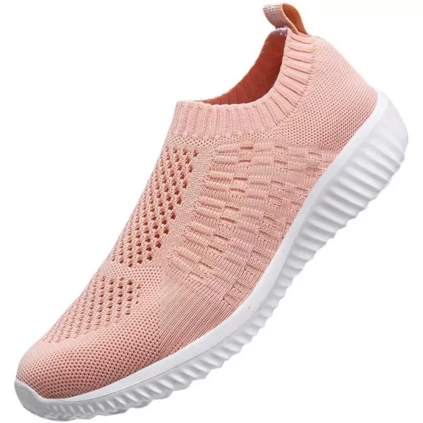 konhill Womens Slip On Walking Shoes Breathable Mesh Sneakers Work Casual Tennis Shoes6701 Shell Pink