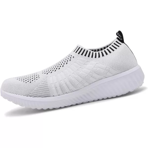 konhill Womens Slip On Walking Shoes Breathable Mesh Sneakers Work Casual Tennis Shoes6701 White