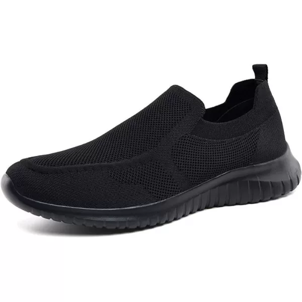 konhill Mens Breathable Tennis Shoes  Slip on Walking Casual Athletic Sneakers ShoesAAll Black