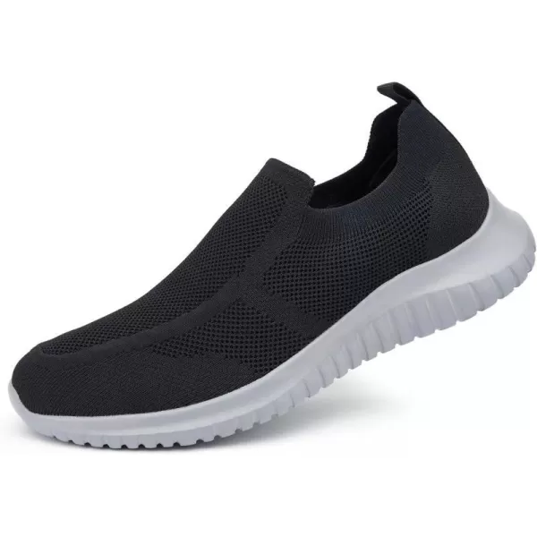 konhill Mens Breathable Tennis Shoes  Slip on Walking Casual Athletic Sneakers ShoesABlackGrey