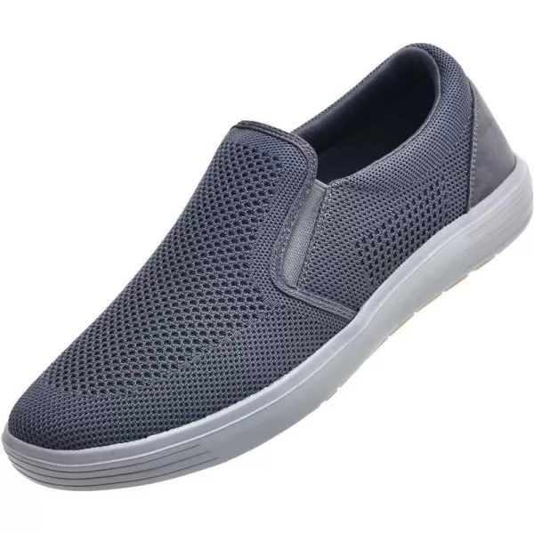 konhill Slip on Sneaker for Men Casual Knit Boat Loafers Walking Shoes Driving Work Memory Skate Foam ShoesBDark Grey