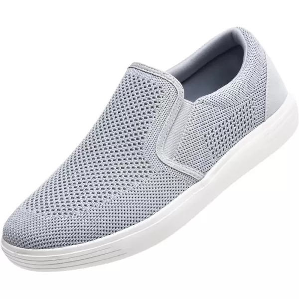 konhill Slip on Sneaker for Men Casual Knit Boat Loafers Walking Shoes Driving Work Memory Skate Foam ShoesBLight Grey