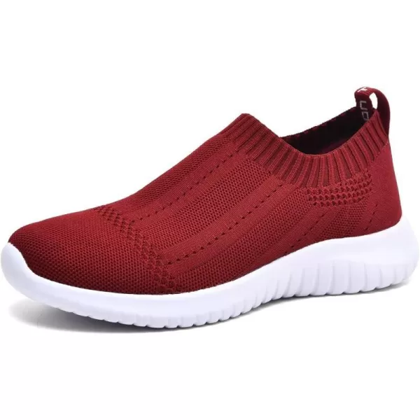 konhill Womens Slip On Sneakers Non Slip Walking Shoes Breathable Mesh Work Casual Lightweight Tennis Workout Shoes8822 Burgundy