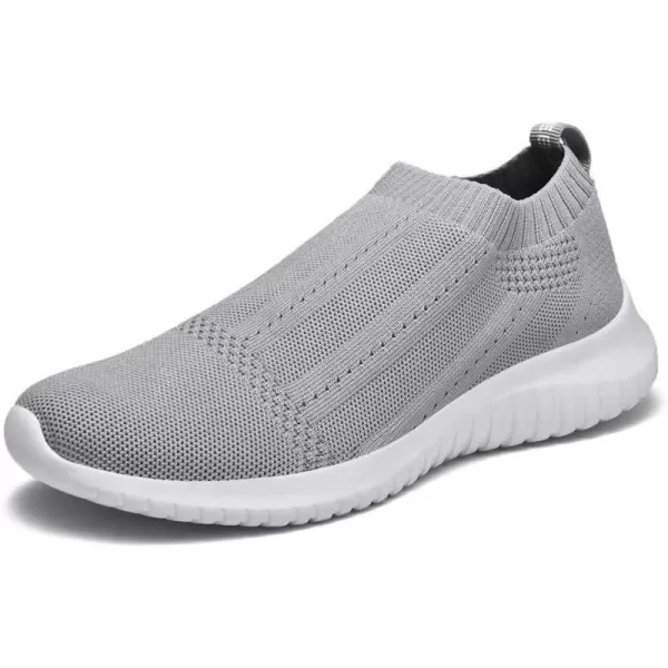 konhill Womens Slip On Sneakers Non Slip Walking Shoes Breathable Mesh Work Casual Lightweight Tennis Workout Shoes8822 Light Grey