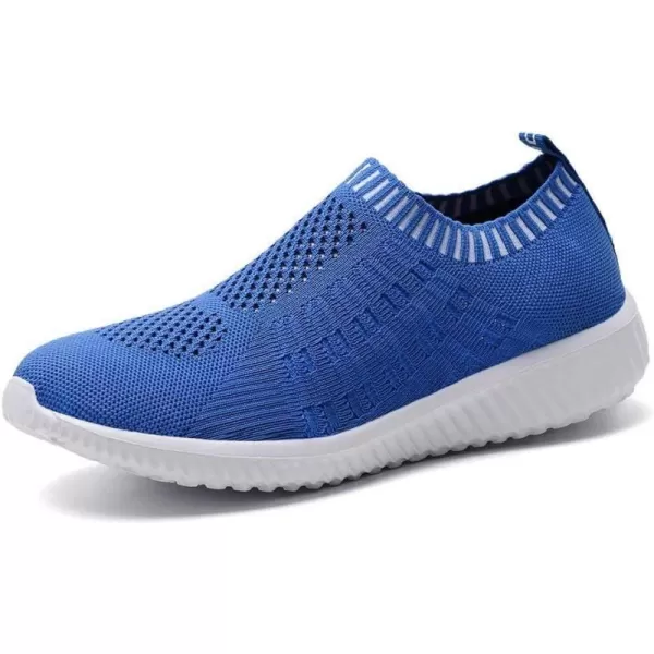 konhill Womens Slip On Walking Shoes Breathable Mesh Sneakers Work Casual Tennis Shoes6701 Blue