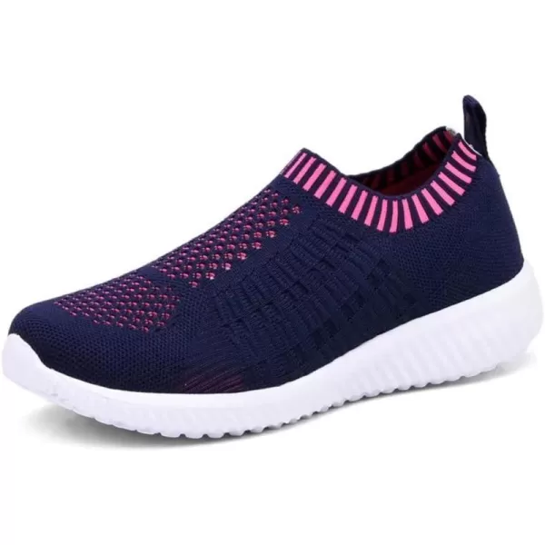 konhill Womens Slip On Walking Shoes Breathable Mesh Sneakers Work Casual Tennis Shoes6701 Dark Blue