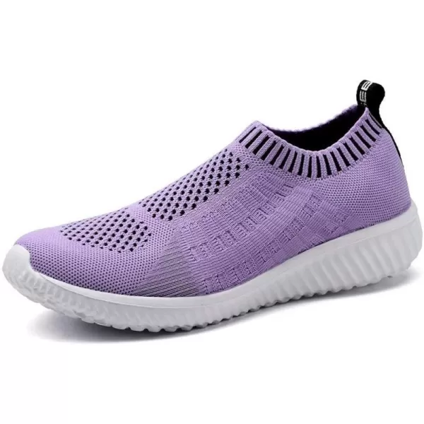 konhill Womens Slip On Walking Shoes Breathable Mesh Sneakers Work Casual Tennis Shoes6701 Purple