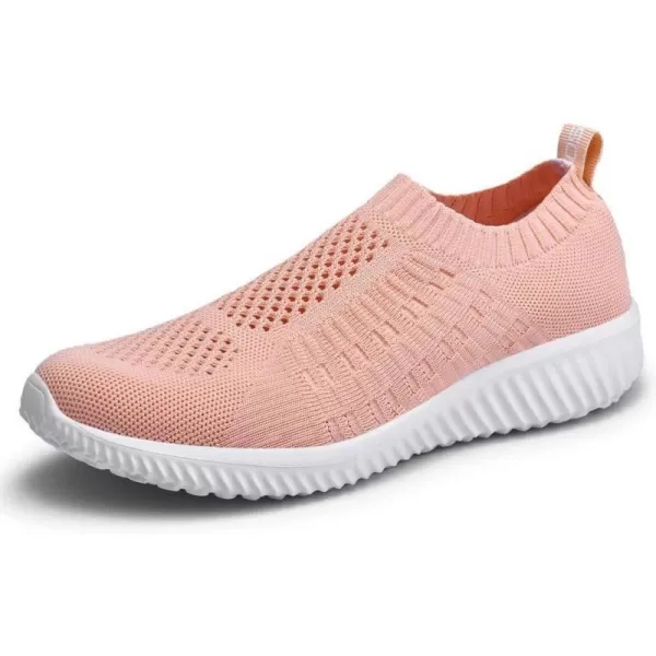 konhill Womens Slip On Walking Shoes Breathable Mesh Sneakers Work Casual Tennis Shoes6701 Shell Pink