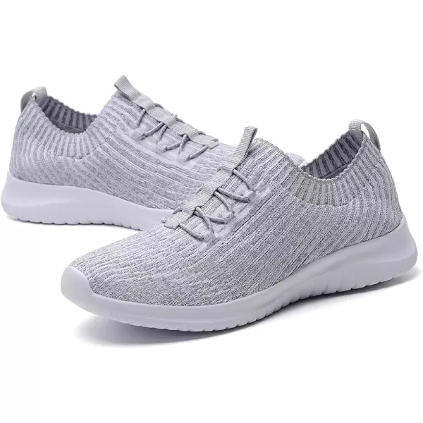 konhill Womens Comfortable Walking Shoes  Tennis Athletic Casual Slip on Sneakers0213 Lgray