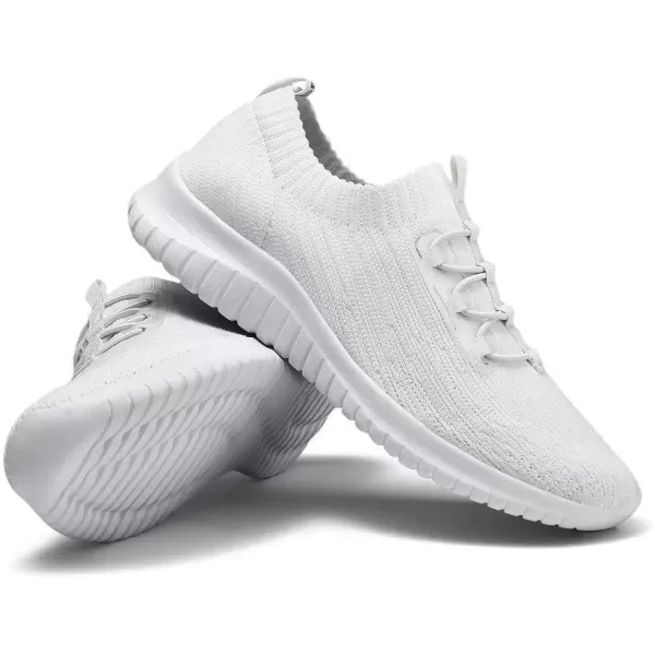 konhill Womens Comfortable Walking Shoes  Tennis Athletic Casual Slip on Sneakers2122 All White