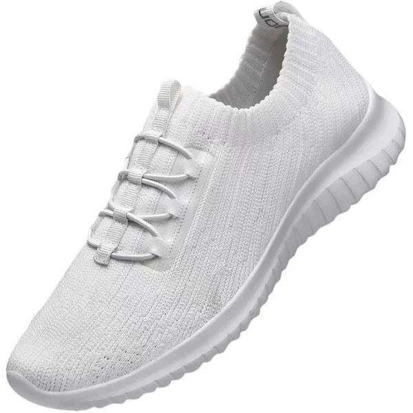 konhill Womens Comfortable Walking Shoes  Tennis Athletic Casual Slip on Sneakers2122 All White