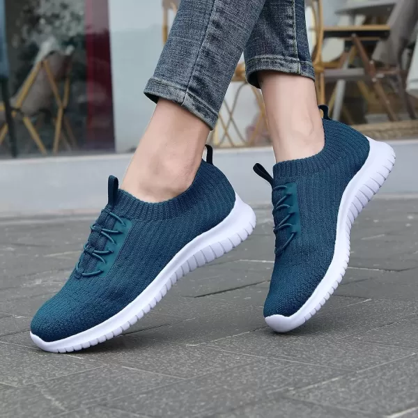 konhill Womens Comfortable Walking Shoes  Tennis Athletic Casual Slip on Sneakers2122 Blue