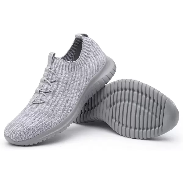 konhill Womens Comfortable Walking Shoes  Tennis Athletic Casual Slip on Sneakers2122 Light GreyGrey