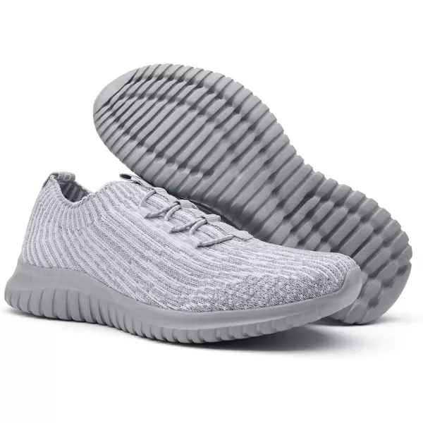 konhill Womens Comfortable Walking Shoes  Tennis Athletic Casual Slip on Sneakers2122 Light GreyGrey