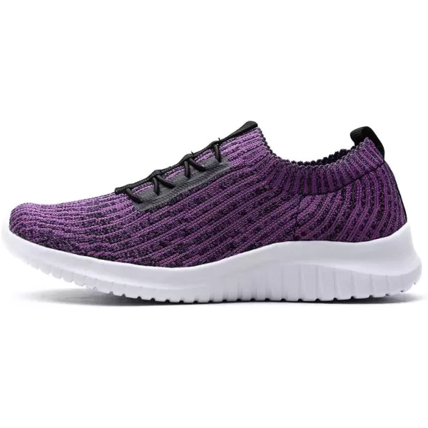 konhill Womens Comfortable Walking Shoes  Tennis Athletic Casual Slip on Sneakers2122 Purple