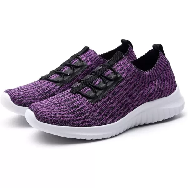 konhill Womens Comfortable Walking Shoes  Tennis Athletic Casual Slip on Sneakers2122 Purple