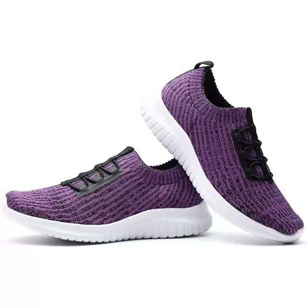 konhill Womens Comfortable Walking Shoes  Tennis Athletic Casual Slip on Sneakers2122 Purple