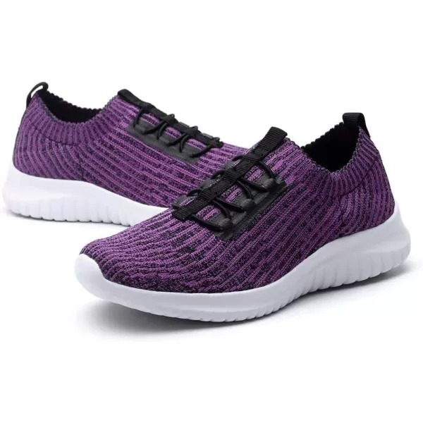 konhill Womens Comfortable Walking Shoes  Tennis Athletic Casual Slip on Sneakers2122 Purple