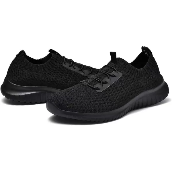 konhill Womens Comfortable Walking Shoes  Tennis Athletic Casual Slip on SneakersBAll Black