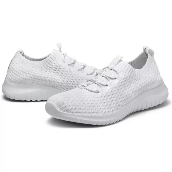 konhill Womens Comfortable Walking Shoes  Tennis Athletic Casual Slip on SneakersBWhite