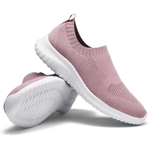 konhill Womens Walking Tennis Shoes  Lightweight Athletic Casual Gym Slip on Sneakers2032 Mauve