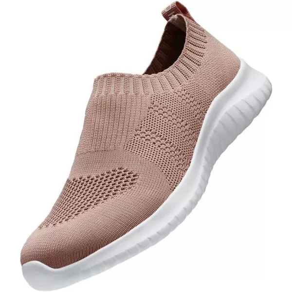 konhill Womens Walking Tennis Shoes  Lightweight Athletic Casual Gym Slip on Sneakers2133 Apricot
