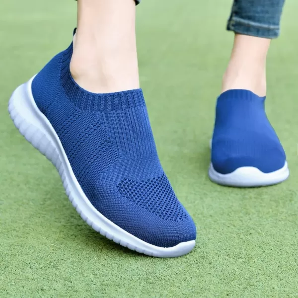 konhill Womens Walking Tennis Shoes  Lightweight Athletic Casual Gym Slip on Sneakers2133 Blue