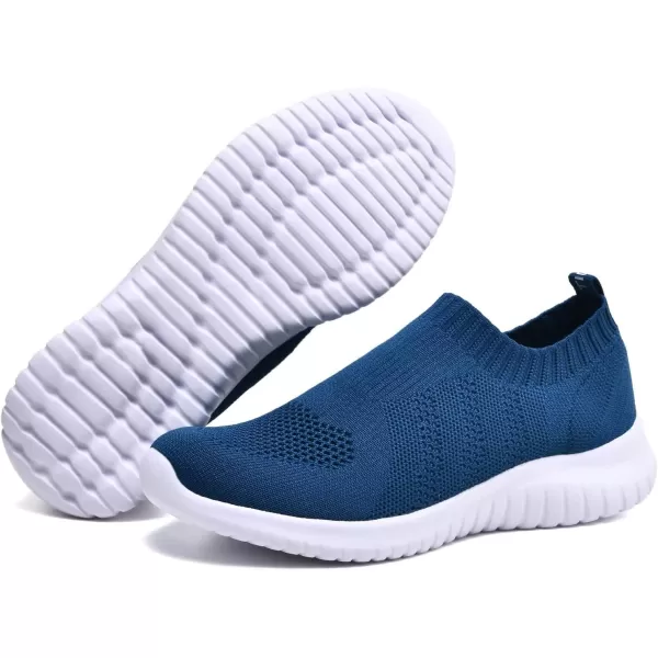 konhill Womens Walking Tennis Shoes  Lightweight Athletic Casual Gym Slip on Sneakers2133 Blue