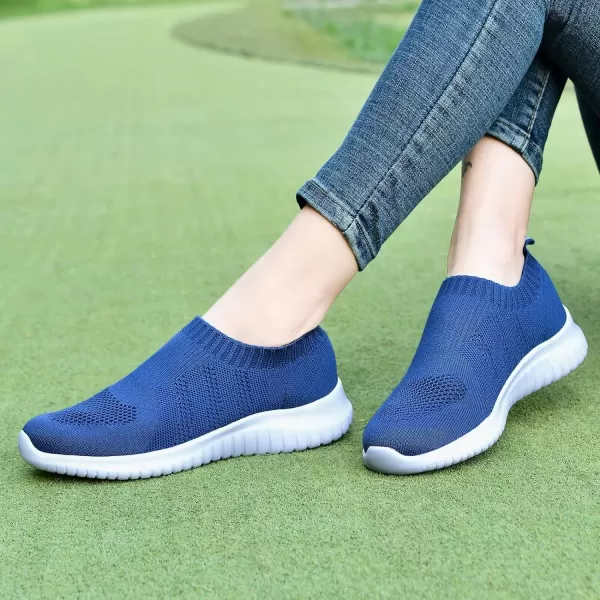 konhill Womens Walking Tennis Shoes  Lightweight Athletic Casual Gym Slip on Sneakers2133 Blue