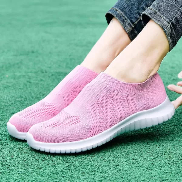konhill Womens Walking Tennis Shoes  Lightweight Athletic Casual Gym Slip on Sneakers2133 Pink