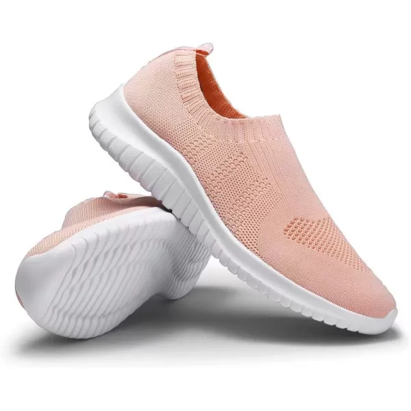 konhill Womens Walking Tennis Shoes  Lightweight Athletic Casual Gym Slip on Sneakers2133 Shell Pink