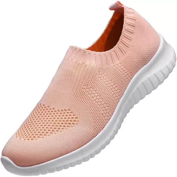 konhill Womens Walking Tennis Shoes  Lightweight Athletic Casual Gym Slip on Sneakers2133 Shell Pink