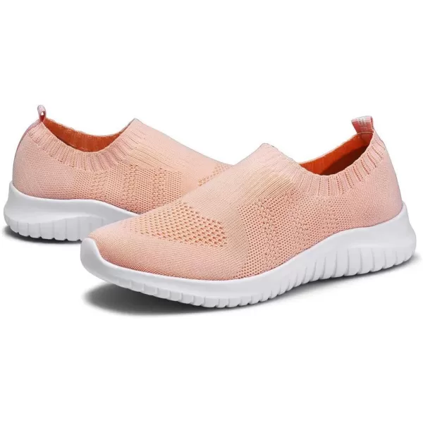 konhill Womens Walking Tennis Shoes  Lightweight Athletic Casual Gym Slip on Sneakers2133 Shell Pink